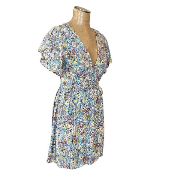 Angie Floral Surplice V-Neck Mini Dress Sz XL #294L - Picture 3 of 7